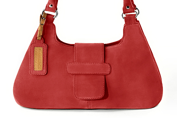Dress handbag in scarlet red leather - Profile view